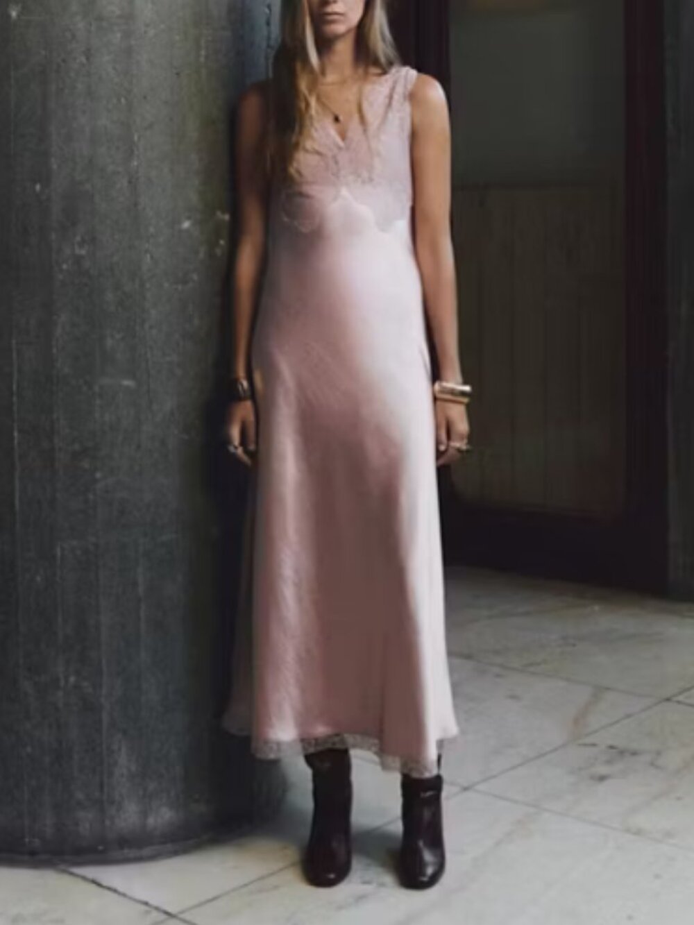 Mango Satin Camisole Dress, Pastel Pink, Size US 4